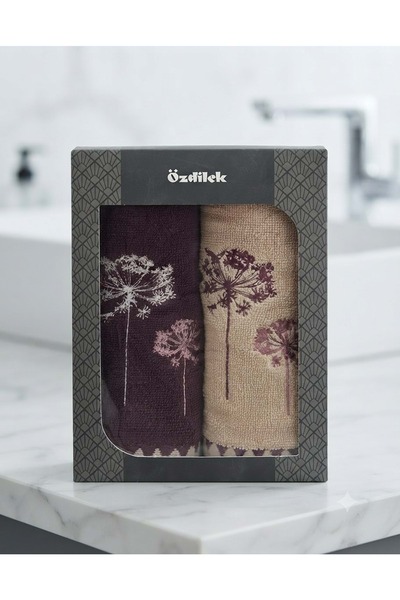 Özdilek -Erba Seca Beige Plum- 2-Piece Towel Gift Box (50X90)