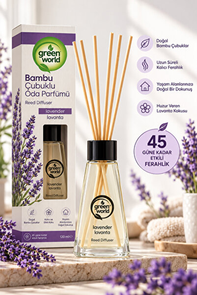 Green World Bambu Çubuklu Oda Kokusu - Parfümü 75 ML - Lavanta