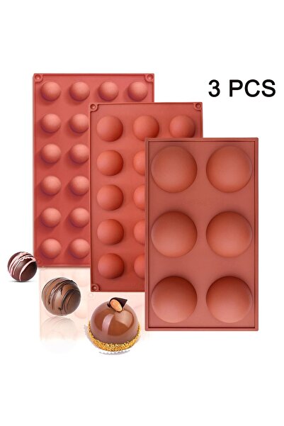 Noonedibs Forme Silicon Semisfera 3 Piese – Mulaj Ciocolata si Mousse Rezistent