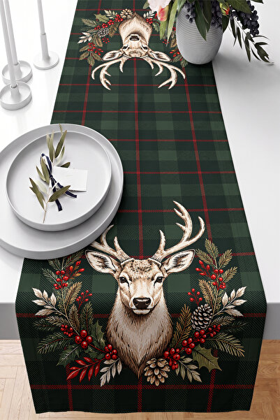 Realhomes Digital Printed Decorative Table Runner with Deer Figures, Fruity P...