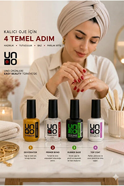 UNO GELPOLİSH Süper 4'lü Set ( Rubber BaseCoat,S.Shine TopCoat,Primer,Dehydra...
