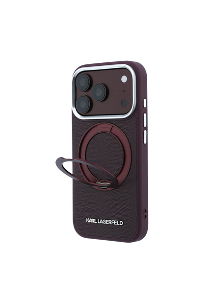 Karl Lagerfeld iPhone 18 Pro Kılıf Lisanslı M-Safeli Metal Logo PU Saffiano 3...