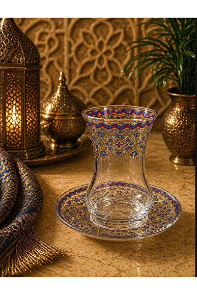 Coppera Sultan model 12 parça incebelli çay bardağı takımı -6 kişilik 130 cc