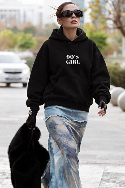 The Champ Clothing Γυναικείο Oversize Hoodie 90's Girl Printed Black – Με κου...