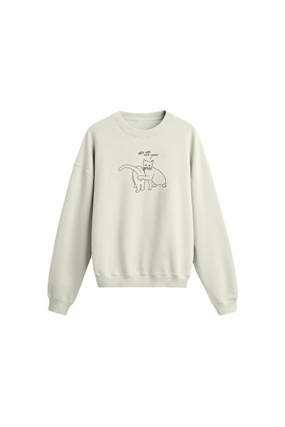 genosha Cat Printed Oversize Sweatshirt