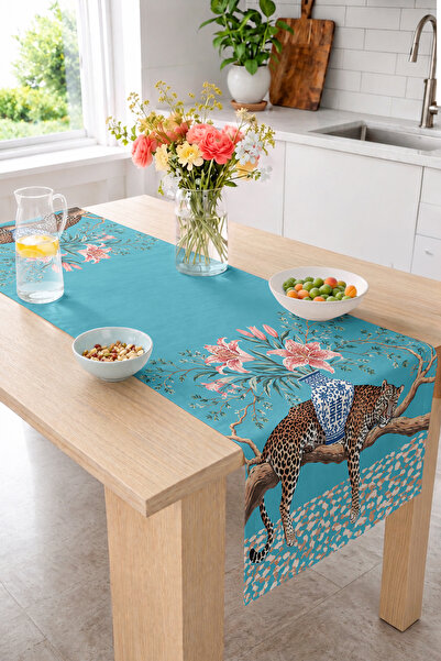 Realhomes Artistic Digital Printed Decorative Table Runner with Exotic Leopar...