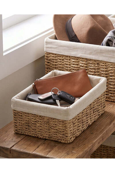 REDTAG Brown Rectangle Storage Basket With Lining (L)