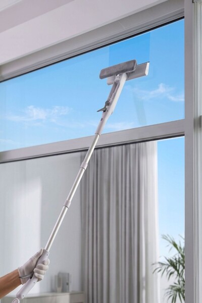 12den Spreyli Cam Yer Temizleme Mop Seti, Su Hazneli Kovasız Etkili Spreyli Mikrofiber Temizlik Seti