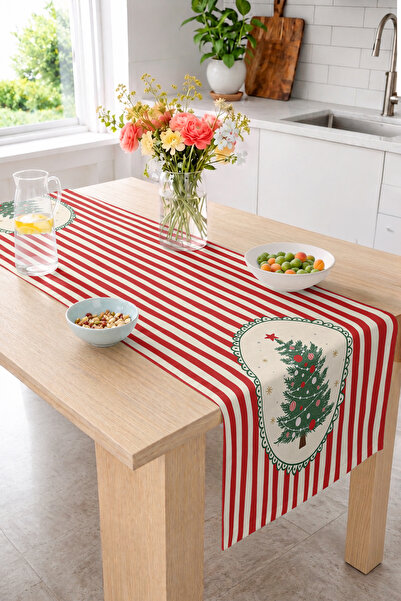 Realhomes Striped Winter and New Year Themed Digital Printed Decorative Table...