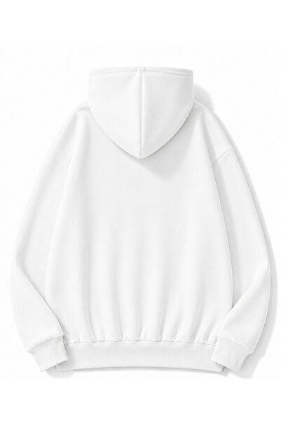 MOONBULL Erkek Tüfek Taş Baskılı 3 İplik Kışlık Kapüşonlu Kanguru Cepli Oversize Sweatshirt