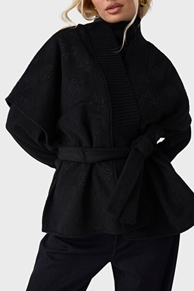 Guess 4g Logo Double Breasted Collar Tie Poncho Aw5661Pol03 Women's Poncho Aw...