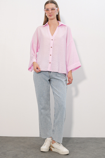 Modamorfo Women's Wide Sleeve Oversize Shirt 20401 - Pink