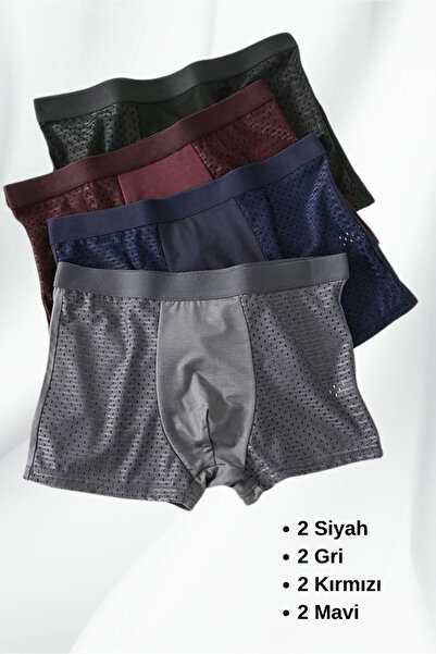 Boodie Premium Likralı Esnek Boxer Şort 8'li Paket Fiber Esnek Boxer 2 Siyah ...