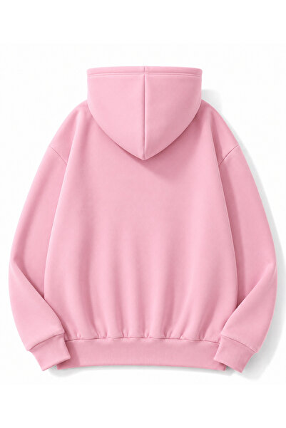 MOONBULL Erkek Tüfek Taş Baskılı 3 İplik Kışlık Kapüşonlu Kanguru Cepli Oversize Sweatshirt