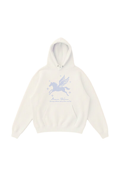 WHITE OF CREATIVE Kadın Dream Weaver Baskılı Oversize Hoodie 3 İplik Kapüşonl...