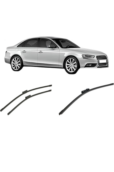 Bosch Σετ 3 υαλοκαθαριστήρων AUDI A4 B8 (8K2) 2008-2015, για παρμπρίζ και πίσ...