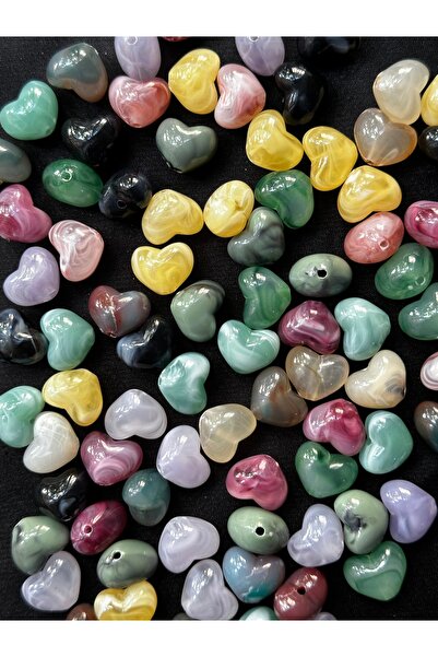 Bijumix Aksesuar 35 Adet 10x13 mm Karışık Renk Kalp Boncuk – Akrilik Plastik ...