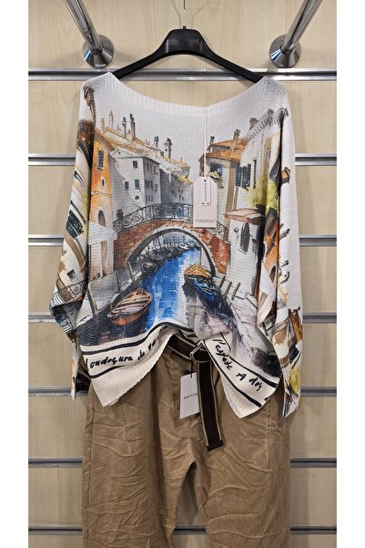 Park Moda Italian Mercerized Blouse with Landscape Pattern
