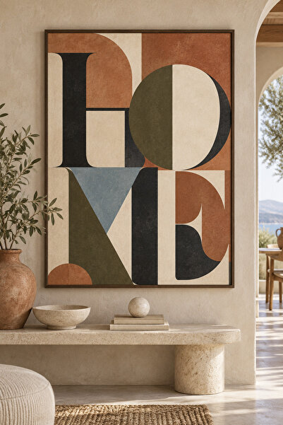 OAKY Life HOME Geometrik Tipografik Tablo – Çerçeve Görünümlü MDF Modern Soyu...