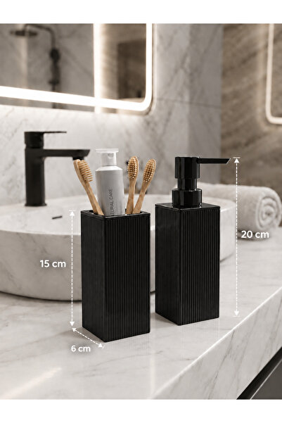 İndecor Houseware Liza Kare Μοντέρνα θήκη για σαπούνι και οδοντόβουρτσα - Σετ...