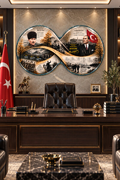 Decorita Sonsuzluk Şekilli Cam Tablo | Atatürk'ün Hayatı | Patentli Ürün