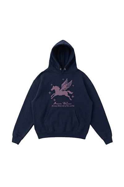 WHITE OF CREATIVE Kadın Dream Weaver Baskılı Oversize Hoodie 3 İplik Kapüşonl...