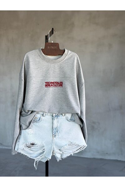 By Pakize Oversize Yazı Baskılı Sweatshirt