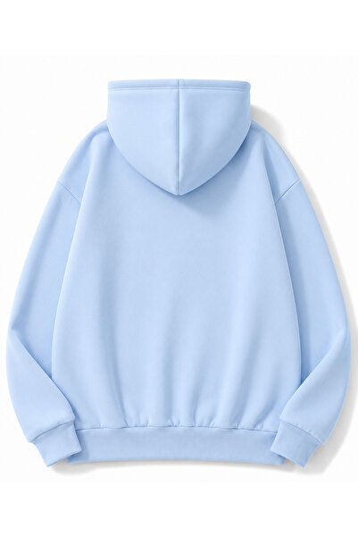 MOONBULL Erkek Tüfek Taş Baskılı 3 İplik Kışlık Kapüşonlu Kanguru Cepli Oversize Sweatshirt
