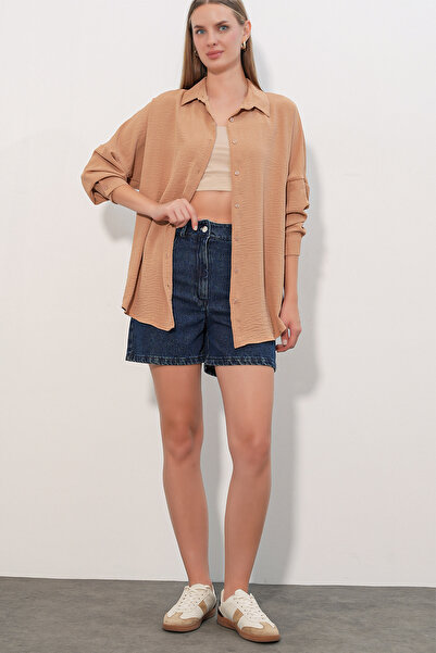 Modamorfo Women's Aerobin Oversize Shirt 20402 - Biscuit