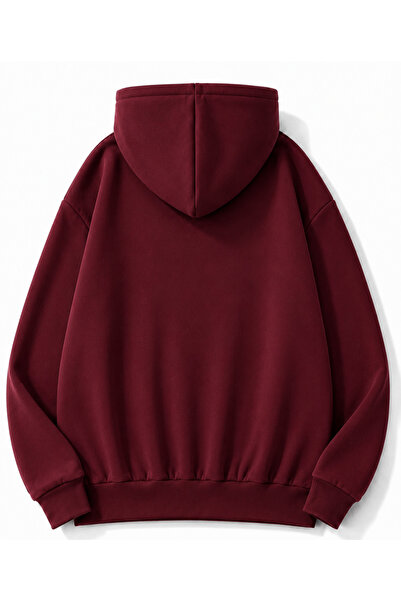 MOONBULL Erkek Tüfek Taş Baskılı 3 İplik Kışlık Kapüşonlu Kanguru Cepli Oversize Sweatshirt