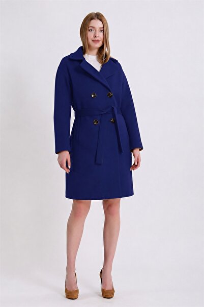 Leather Club Navy Blue Cashmere Coat