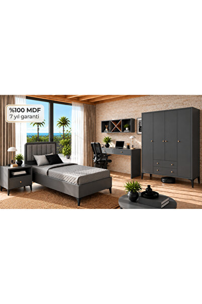 VENATTO lucca antrasit genç odası takımı(%100mdf)