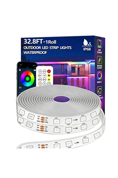 OEM Banda LED RGB+IC 20m, Bvokon, IP68 Waterproof, Bluetooth, Sincronizare Mu...