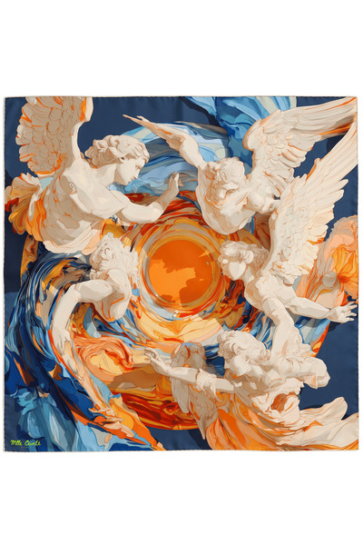 Celestial Spiral of Creation %100 İpek Eşarp 90x90 cm