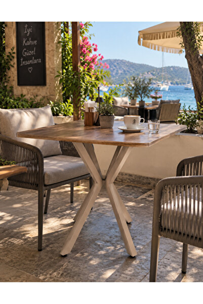 MASA MUTFAK CAFE BALKON BAHÇE RESTORAN YEMEK MASASI 70X70 ( CAPPUCİNO ÇAM KARE )