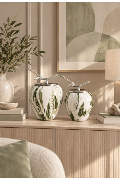 Bibo Home Dekoratif Obje - Sultan 2 li Küp Marble
