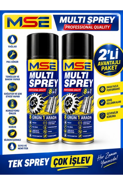 Multi Sprey 400 ml, 2 ADET Çok Amaçlı Pas Sökücü Yağlayıcı Koruyucu Sprey