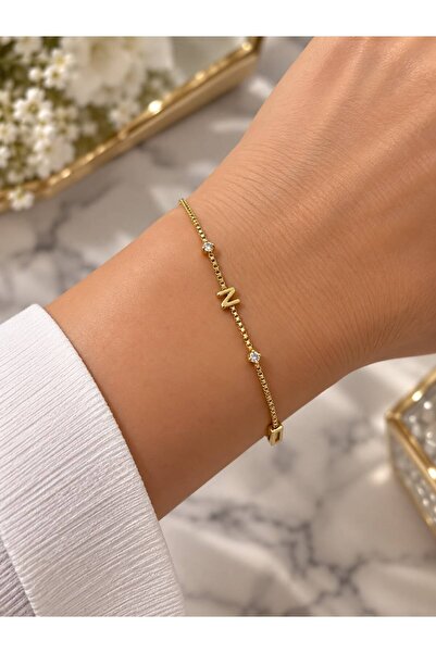 GK LUXURY & FASHION Letter Design Stone Elegant Bracelet 316L Stainless Steel...