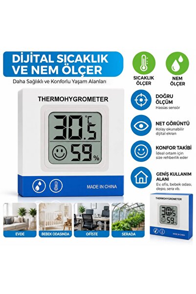 MaxiMood Dijital Termometre Oda Isı Sıcaklık Ve Nem Ölçer