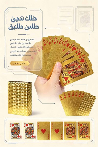 Alnoor Global Store أوراق لعب ذهبية، بطاقات بوكر مقاومة للماء من البولي فينيل كلوريد، بطاقات لعب بلاستيكية قابلة للغسل، بطاقات ألعاب للعائلة والحفلات، مجموعة بوكر ذهبية فاخرة، بطاقات لعب بلاستيكية مقاومة للماء باللونين الأسود والذهبي Cin381sy