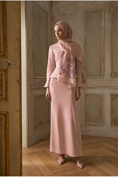 ARMANDA Silk Cosmos Pattern Shawl - Pink