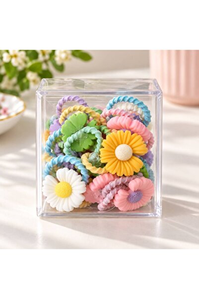 So Much Accesories Çiçek Figürlü Renkli Çocuk 20 Adet Saç Lastiği Kutulu