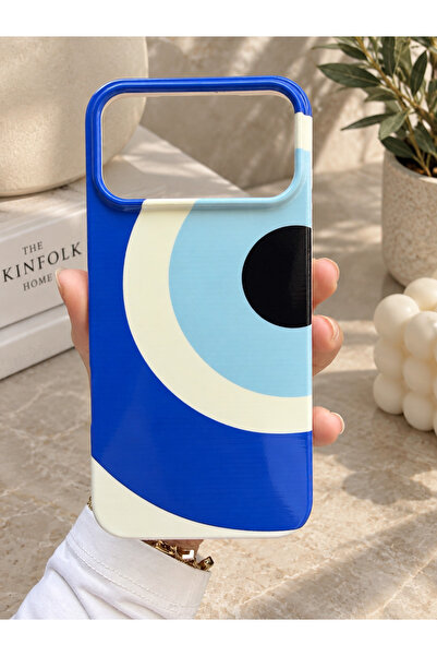 OVADA İPhone 17 Pro Max Uyumlu Nazar Boncuğu Desenli Silikon Telefon Kılıfı
