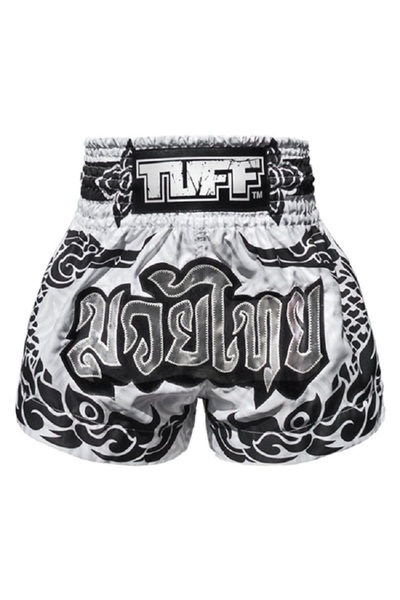 TUFF شورت مواي تاي للملاكمة بتصميم تقليدي (TUF-MS631-WHT)
