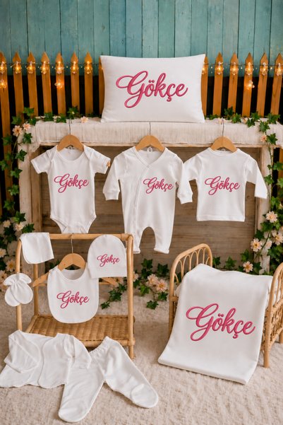 Genel Markalar İsme Özel Kız Bebek Hastane Çıkışı Seti – Pembe İsim Baskılı K...