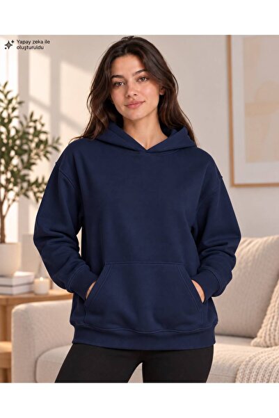 caddekombin Women's Hooded Oversize Sweatshirt - Plain Basic Cotton Sweatshir...