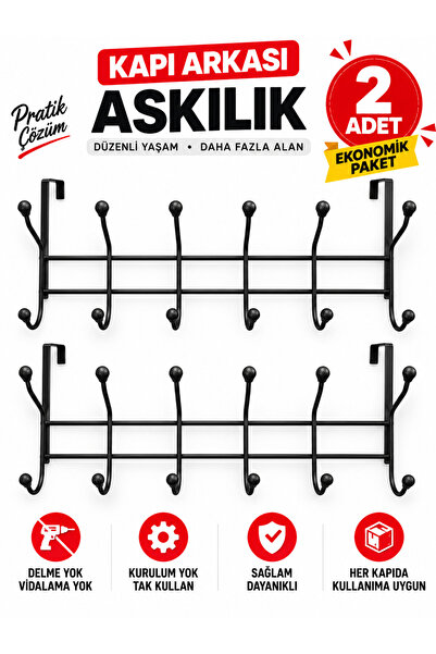kapeks hırdavat-çelik kapı Kapı Arkası Askılık 2 adet 12'li Banyo Askısı Duva...