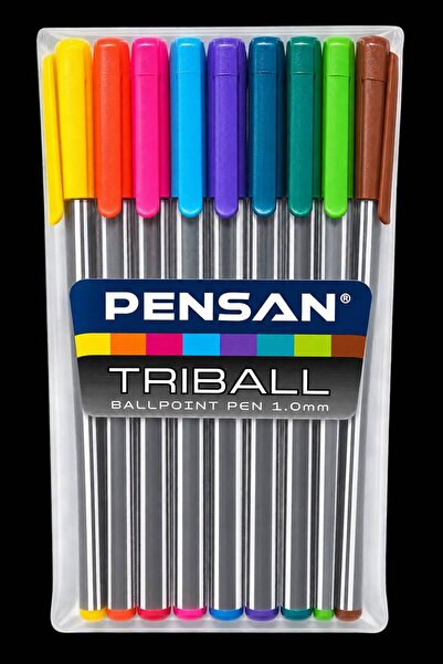 Pensan Triball 1.0 mm Renkli Tükenmez Kalem Seti 10 Renk