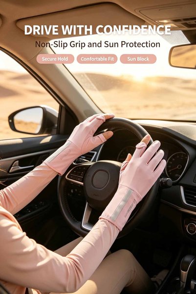 Alnoor Global Store قفازات واقية من الشمس بملمس بارد | تهوية ممتازة وراحة طوال اليوم، تغطي الذراع بالكامل، صناعة سعودية