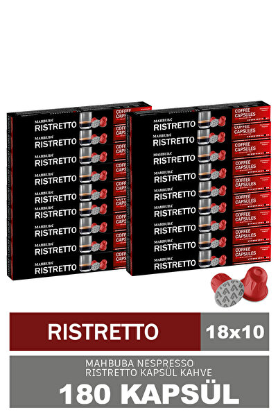 Mahbuba 180'li 18x Ristretto Kapsül %100 Arabica Kahve (Nespresso Uyumlu Alüm...